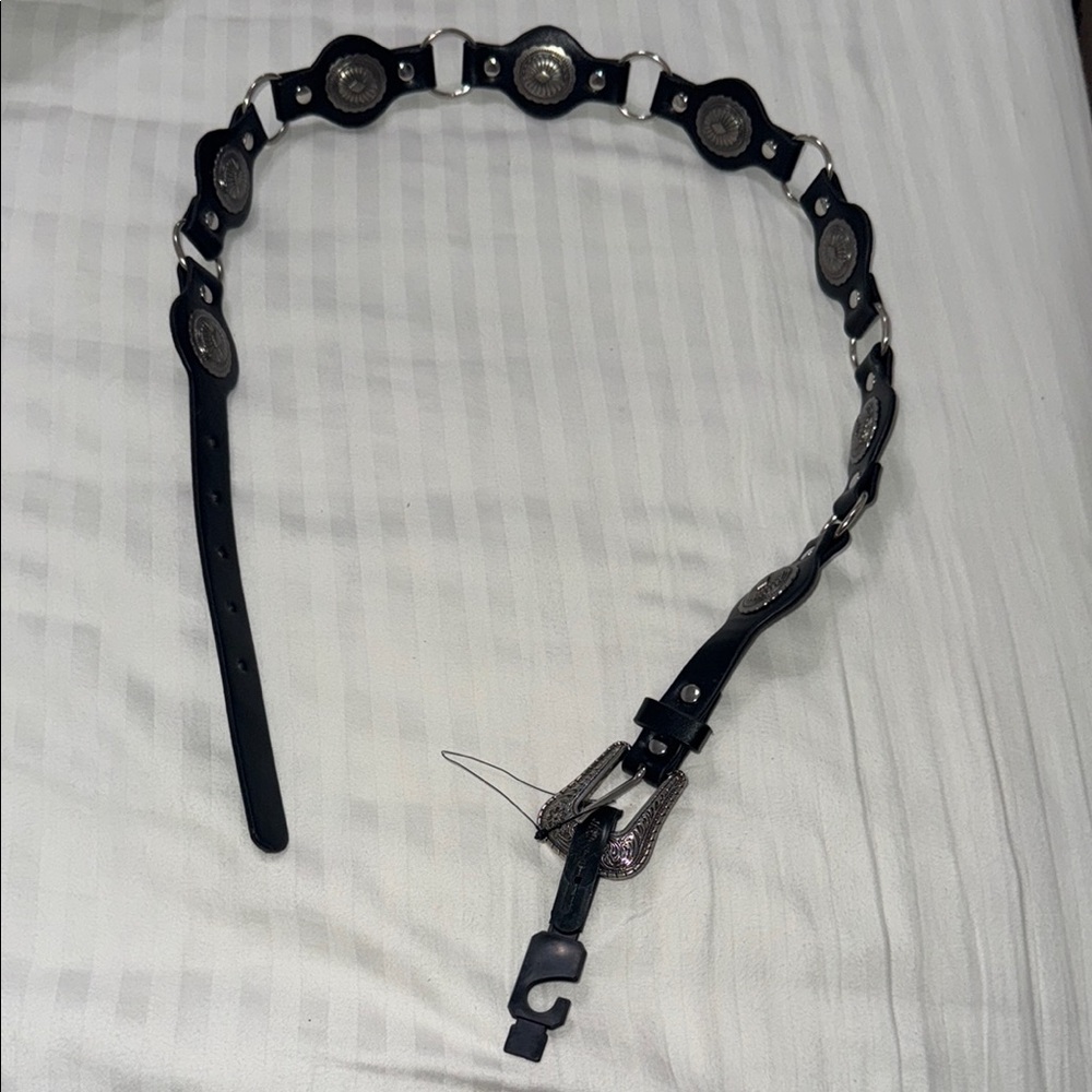 Trendy Boutique Black Belt with Silver Details